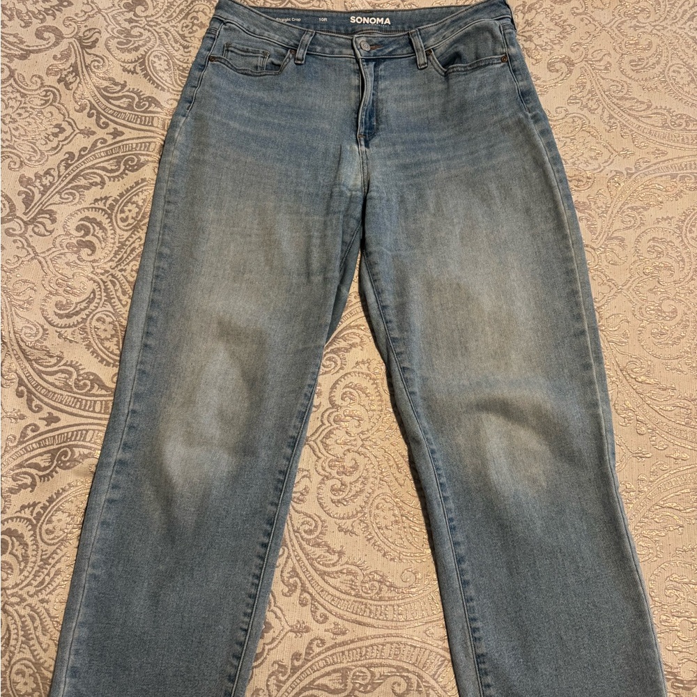Sonoma Women's Light Blue Straight Leg Cropped Jeans